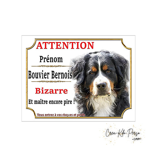 Plaque Bouvier Bernois Attention au chien Panneau de portail je monte la garde