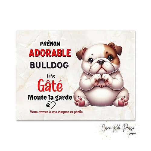 Plaque Bulldog Anglais je monte la garde panneau de portail Attention au chien