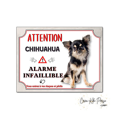 Plaque Chihuahua Attention au chien panneau de portail je monte la garde