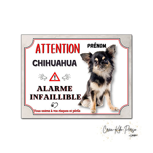 Plaque Chihuahua Attention au chien panneau de portail je monte la garde