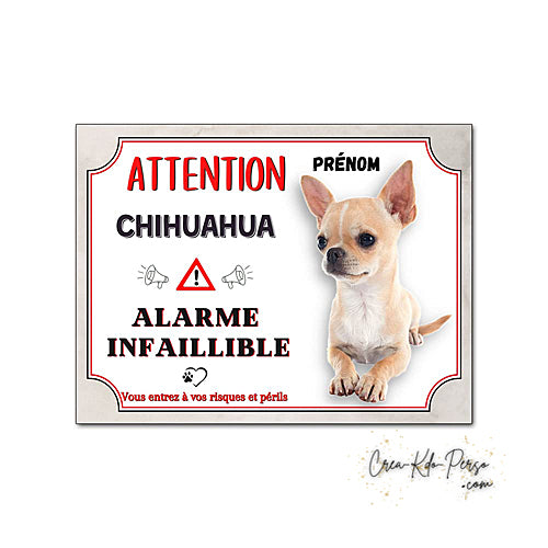 Plaque Chihuahua Attention au chien panneau de portail je monte la garde