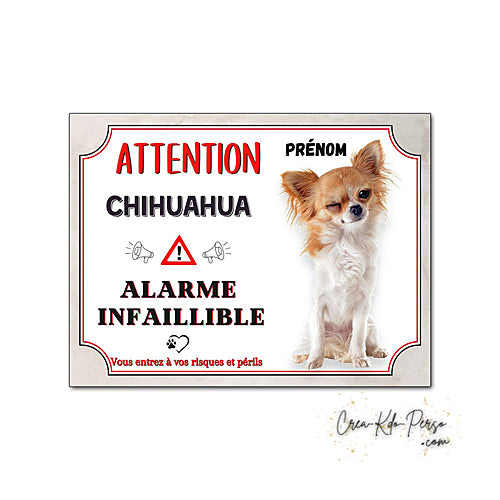 Plaque Chihuahua Attention au chien panneau de portail je monte la garde