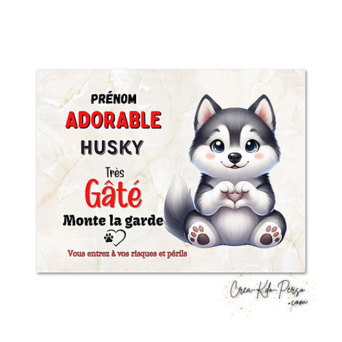 Plaque Husky panneau de portail Attention au chien