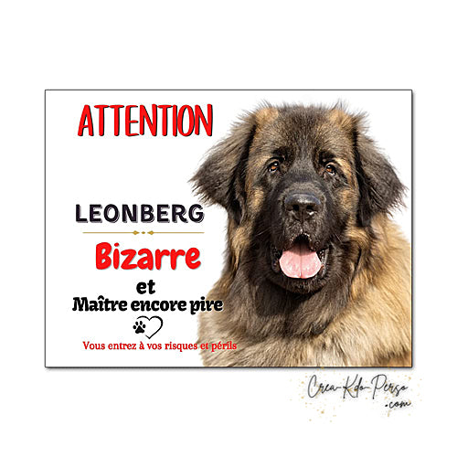 Plaque Leonberg Attention au chien panneau de portail