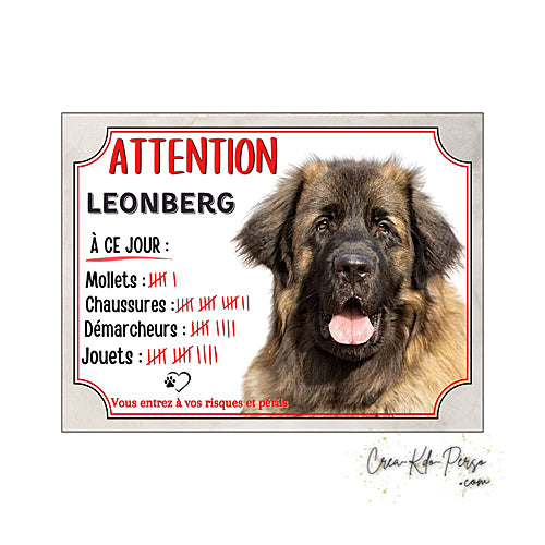 Plaque Leonberg Attention au chien panneau de portail