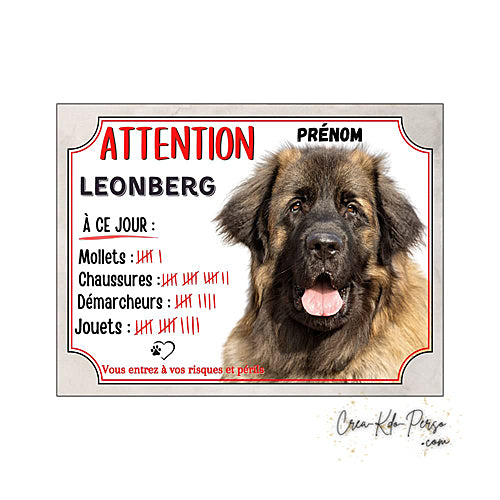 Plaque Leonberg Attention au chien panneau de portail