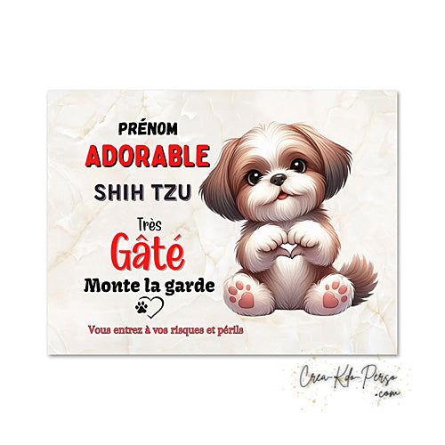 Plaque shih zu Attention au chien panneau de portail je monte la garde