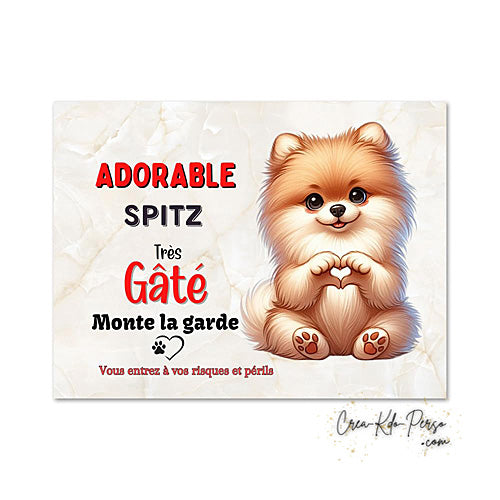 Plaque spitz Attention au chien panneau de portail je monte la garde