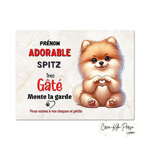 Plaque spitz Attention au chien panneau de portail je monte la garde