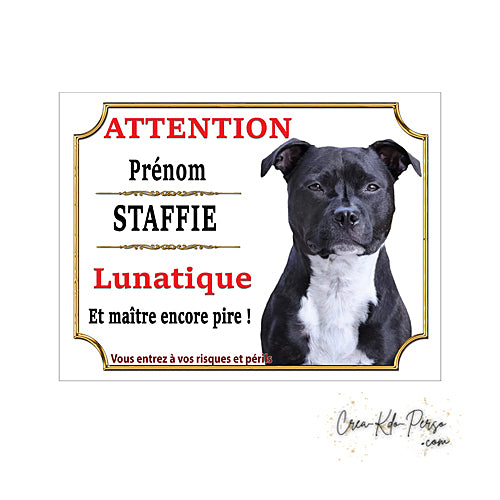 Plaque de portail staffie Attention au chien panneau je monte la garde