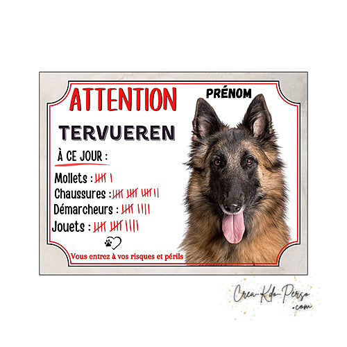 Plaque de portail Tervueren Attention au chien panneau je monte la garde