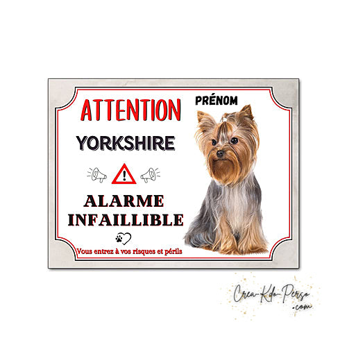 Plaque de portail yorkshire Attention au chien panneau je monte la garde