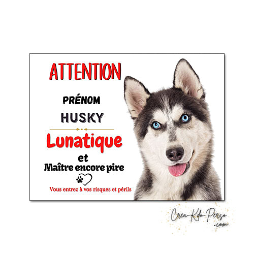 Plaque Husky panneau de portail Attention au chien
