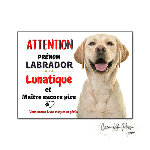 Plaque de portail labrador Attention au chien panneau je monte la garde