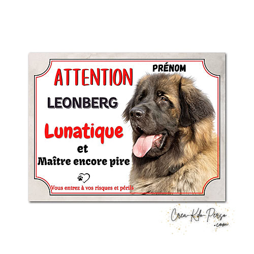 Plaque Leonberg Attention au chien panneau de portail