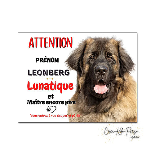 Plaque Leonberg Attention au chien panneau de portail