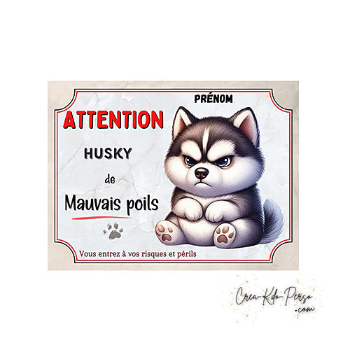 Plaque Husky panneau de portail Attention au chien