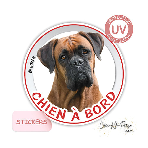 sticker chien à bord autocollant voiture boxer
