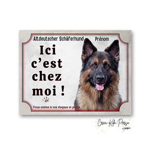 Plaque Altdeutscher Schaferhund Attention au chien panneau de portail je monte la garde