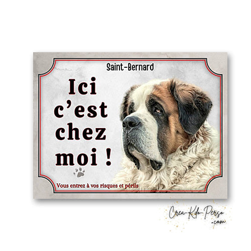 Plaque de portail Saint-Bernard Attention au chien panneau je monte la garde