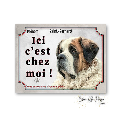 Plaque de portail Saint-Bernard Attention au chien panneau je monte la garde