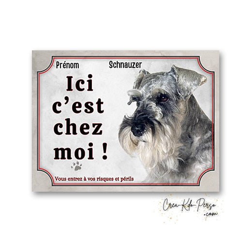 Plaque de portail Schnauzer Attention au Chien panneau je monte la garde