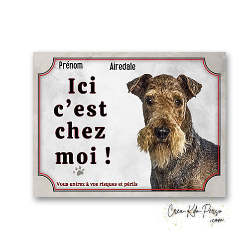 Plaque airedale Attention au chien panneau de portail je monte la garde