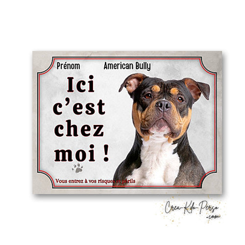 Plaque american bully Attention au chien panneau de portail je monte la garde