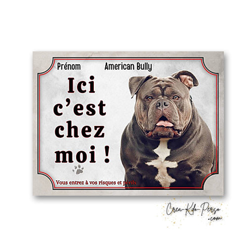 Plaque american bully Attention au chien panneau de portail je monte la garde