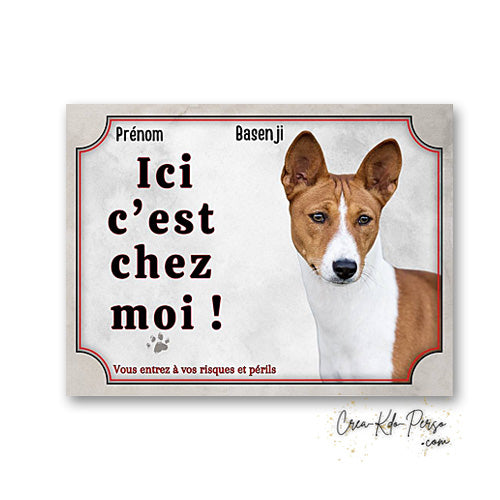 Plaque basenji Attention au chien panneau de portail je monte la garde