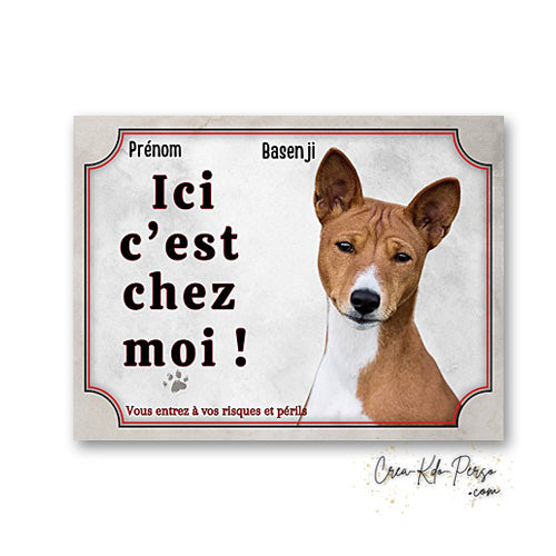 Plaque basenji Attention au chien panneau de portail je monte la garde