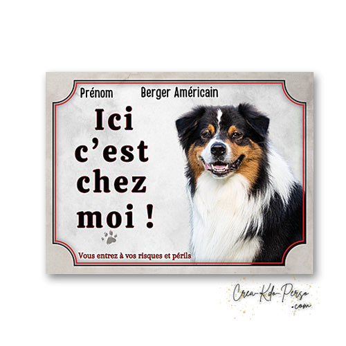 Plaque berger americain Attention au chien panneau de portail je monte la garde