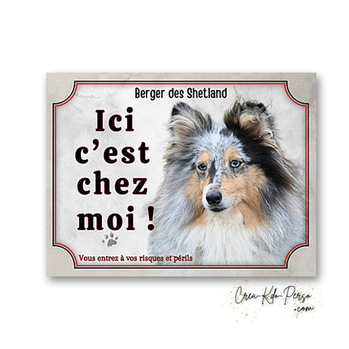 Plaque berger des shetland Attention au chien panneau de portail je monte la garde