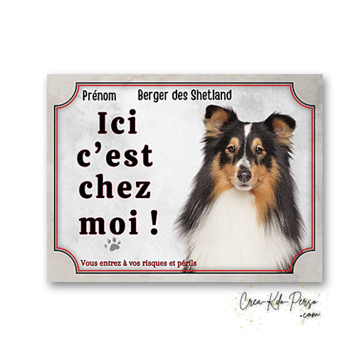 Plaque berger des shetland Attention au chien panneau de portail je monte la garde