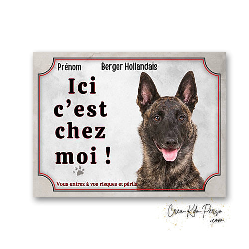 Plaque berger hollandais Attention au chien panneau de portail je monte la garde