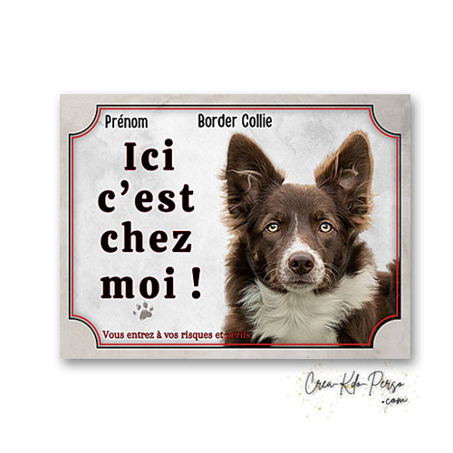 Plaque Border Collie Panneau de portail Attention au chien