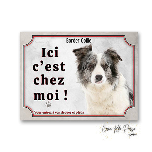 Plaque Border Collie Panneau de portail Attention au chien