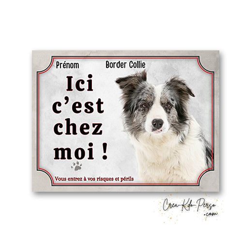 Plaque Border Collie Panneau de portail Attention au chien