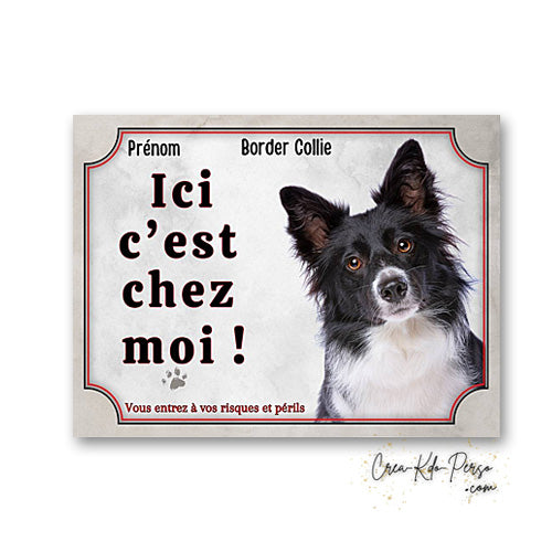 Plaque Border Collie Panneau de portail Attention au chien