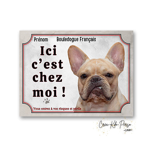 Plaque bouledogue français Attention au chien panneau de portail je monte la garde