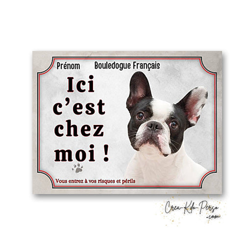 Plaque bouledogue français Attention au chien panneau de portail je monte la garde