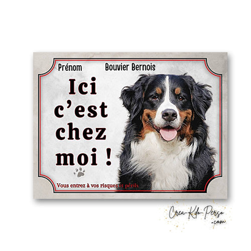 Plaque Bouvier Bernois Attention au chien Panneau de portail je monte la garde