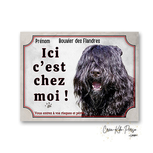 Plaque bouvier des flandres Attention au chien panneau de portail je monte la garde