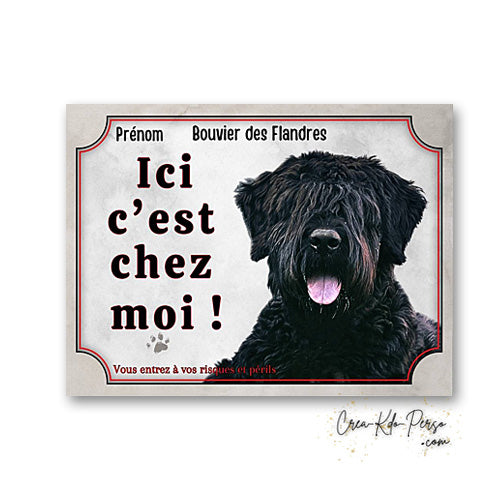 Plaque bouvier des flandres Attention au chien panneau de portail je monte la garde