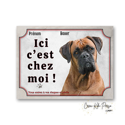 Plaque boxer Attention au chien panneau de portail je monte la garde
