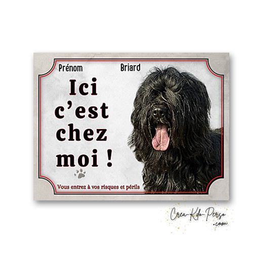 Plaque Briard je monte la garde panneau de portail Attention au chien