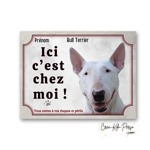 Plaque bull terrier Attention au chien panneau de portail je monte la garde