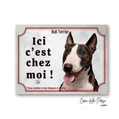 Plaque bull terrier Attention au chien panneau de portail je monte la garde