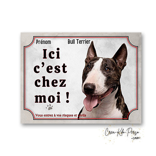 Plaque bull terrier Attention au chien panneau de portail je monte la garde
