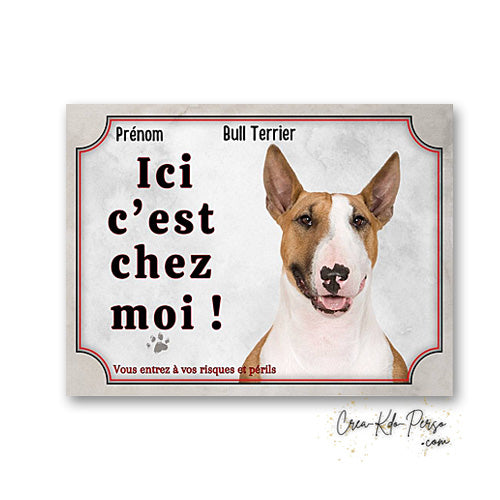 Plaque bull terrier Attention au chien panneau de portail je monte la garde
